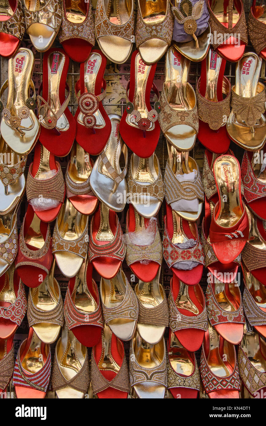 shoes for sale at Durbar Square, Kathmandu, Nepal Stock Photo