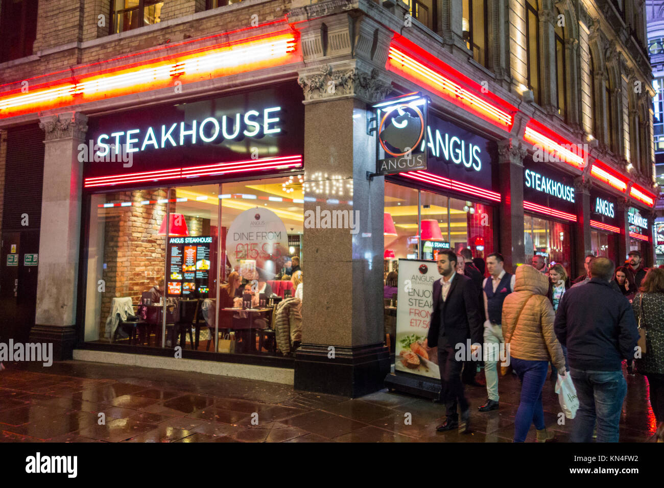 Exterior of Angus Steakhouse, Coventry Street, London, W1D, England, UK Stock Photo