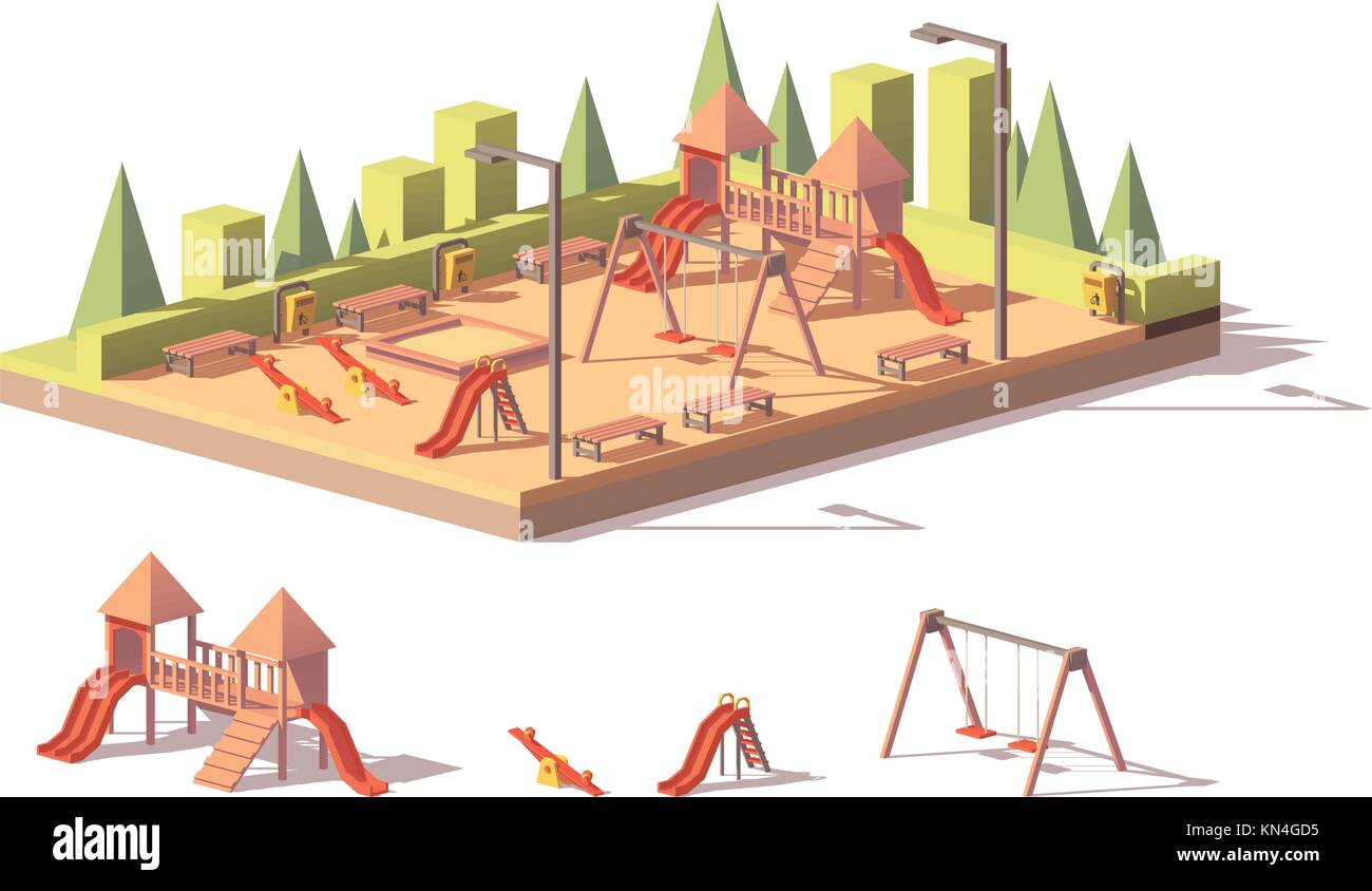 Vector low poly playground Stock Vector