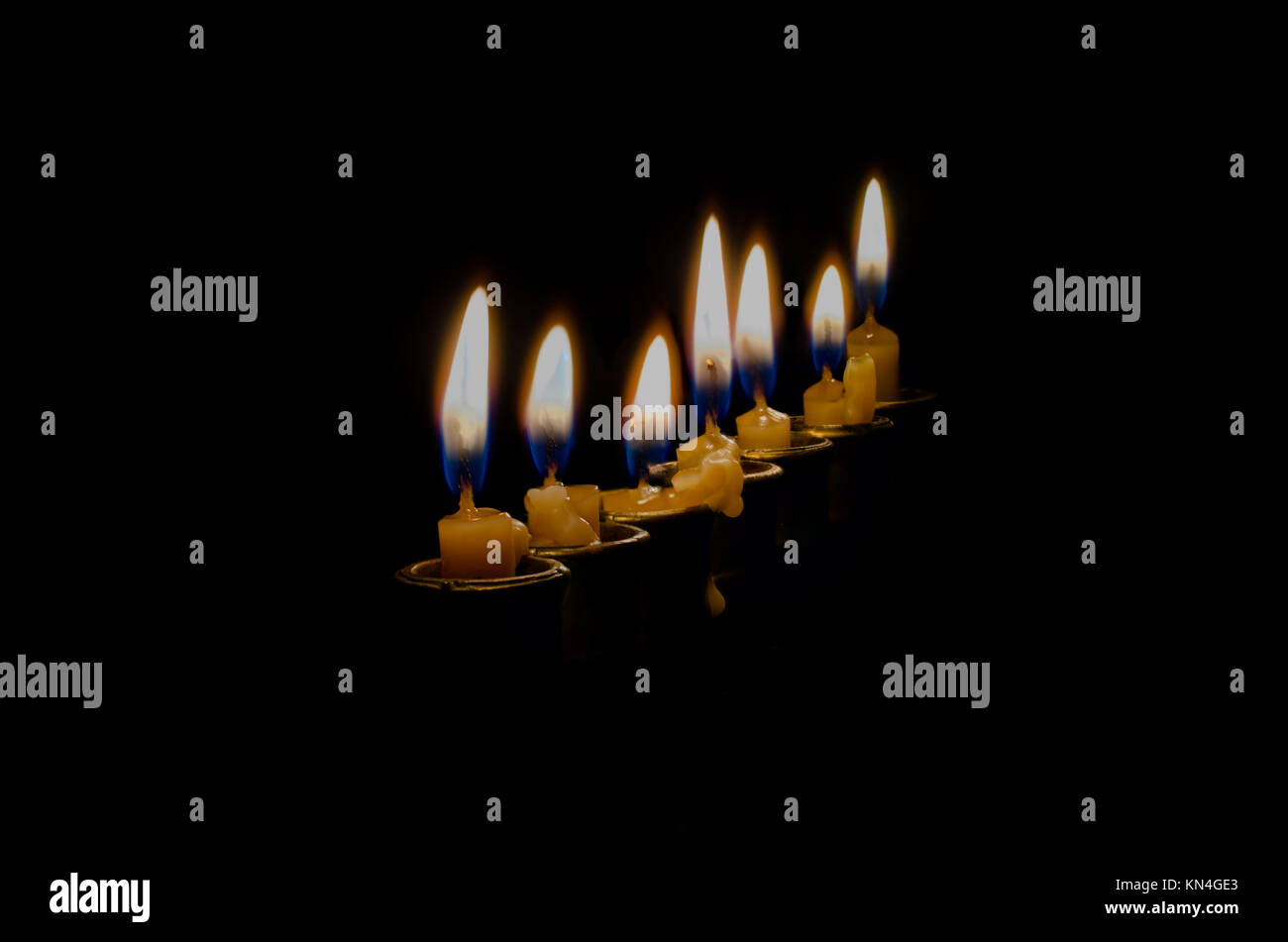 Studio photography of seven branched  menorah Stock Photo