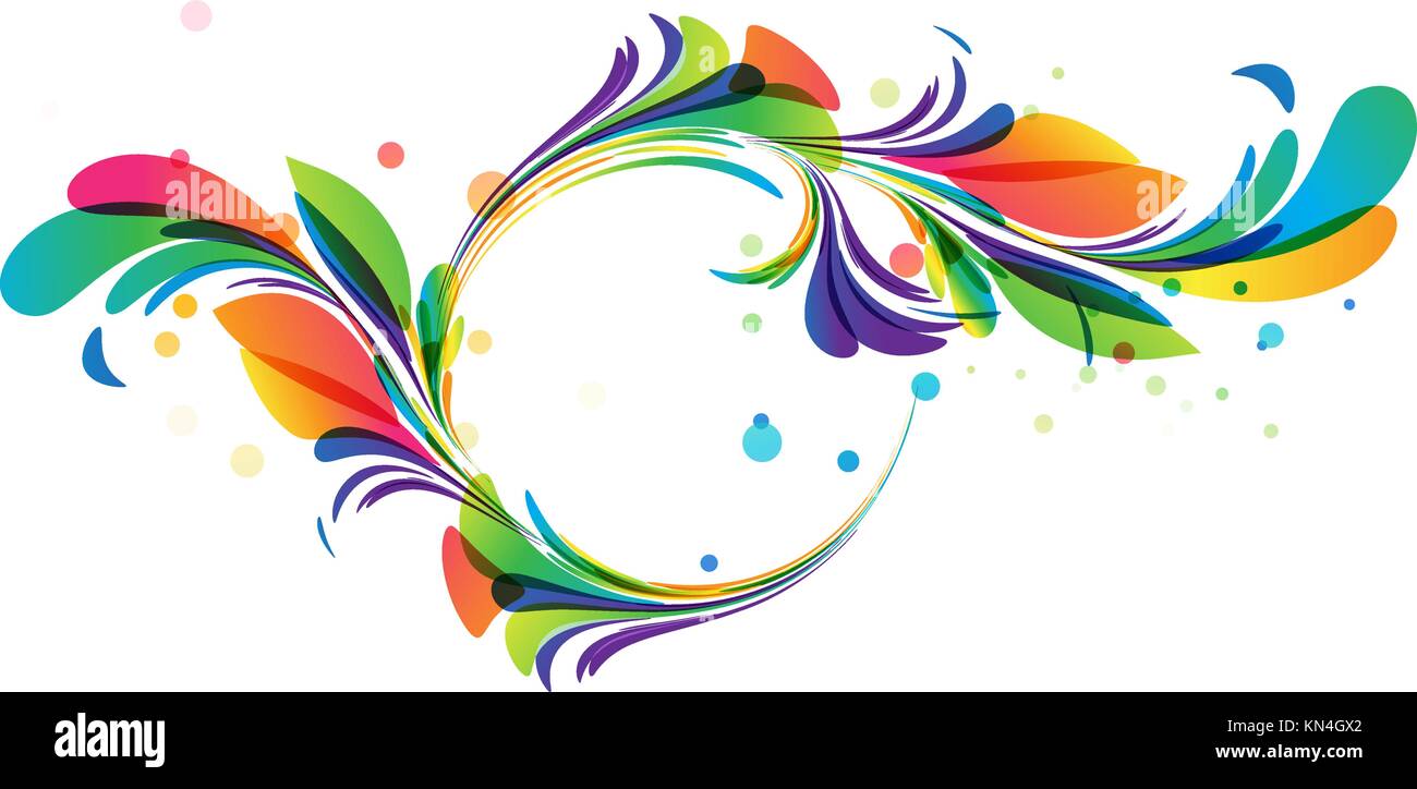 Colorful floral circle framing on white background Stock Vector Image