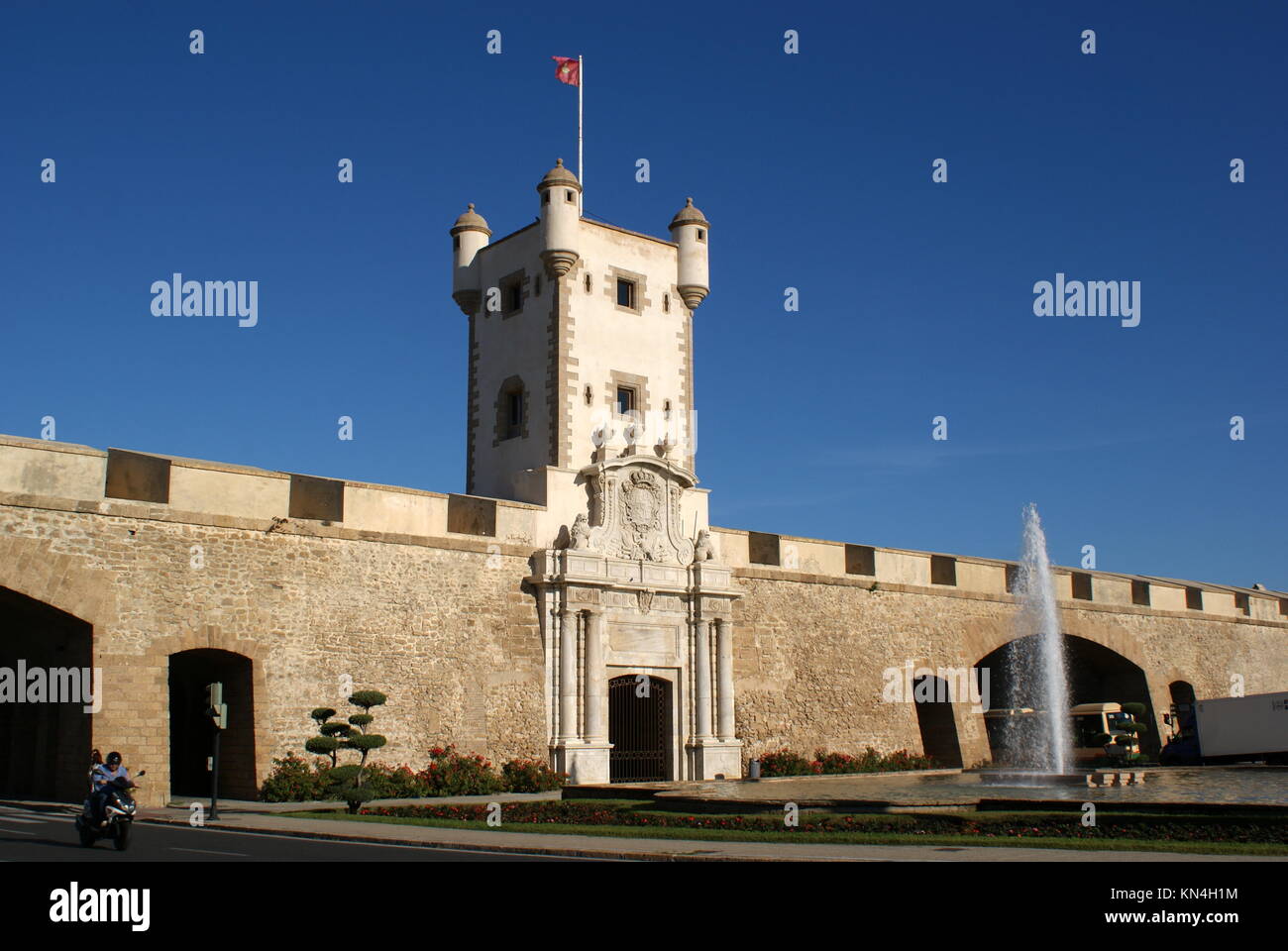 Puertas de Tierra (city gates), Cadiz, Spain Stock Photo