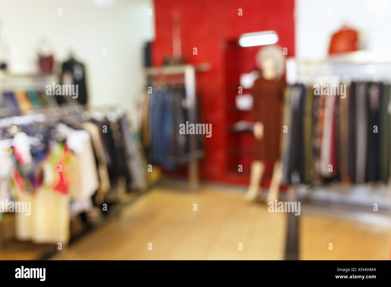 blurred background of clothes store Stock Photo