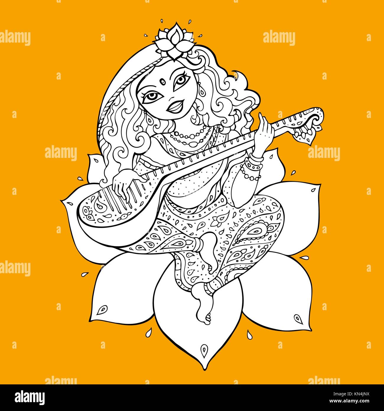 Hindu Goddess Saraswati. Vector hand drawn illustration Stock Vector Image & Art - Alamy Hindu Goddess Saraswati. Vector hand drawn illustration Stock Vector Image & Art - Alamy