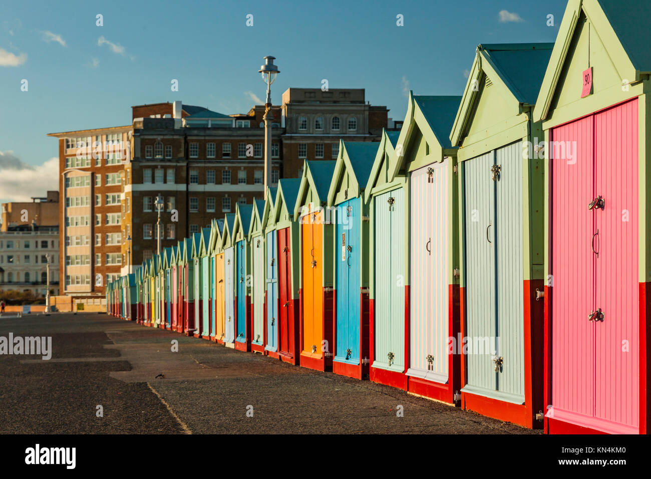 Brighton Beach Huts On A Winter Afternoon East Sus England Stock brighton-beach-huts-on-a-winter-afternoon-east-sus-england-stock