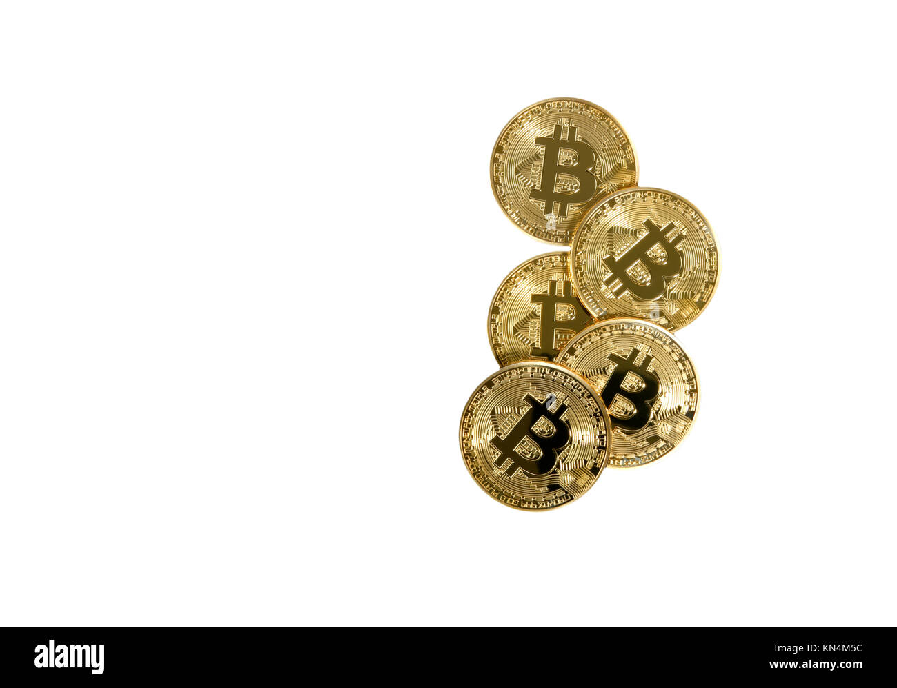 Symbol image digital currency, golden physical coin Bitcoin Stock Photo