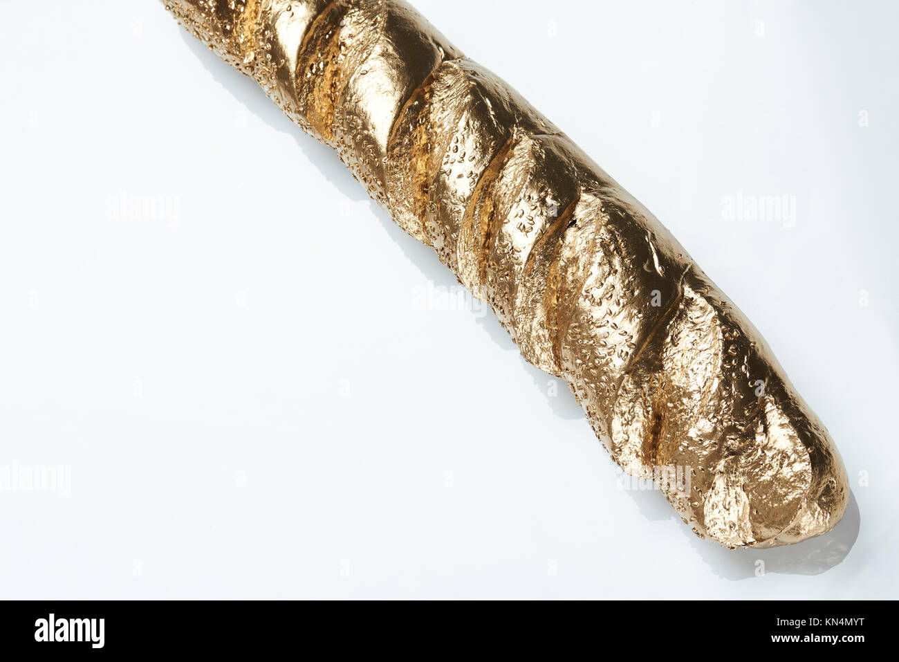 Golden French Baguette Isolated On White Background Luxury Food Theme 