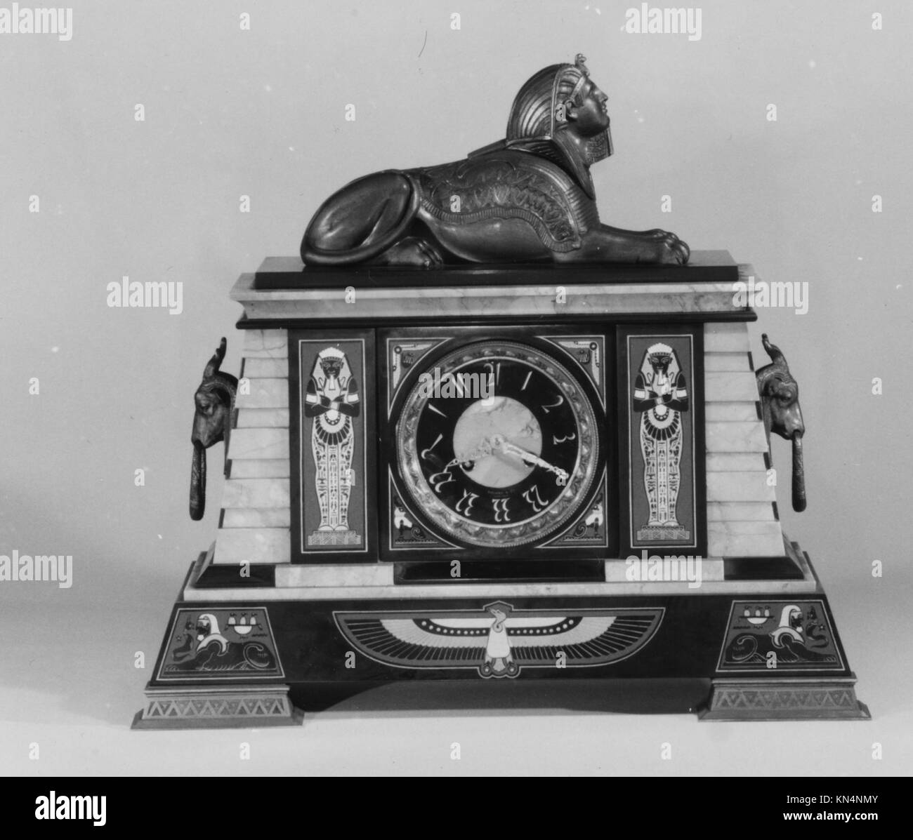 Clock MET 189866 2097 Maker: Tiffany & Co., 1837?present, Clock, ca. 1885, Marble, bronze, 18 1/8 x 20 1/8 x 7 3/4 in. (46 x 51.1 x 19.7 cm). The Metropolitan Museum of Art, New York. Purchase, The Edgar J. Kaufmann Foundation Gift, 1968 (68.97.4) Stock Photo