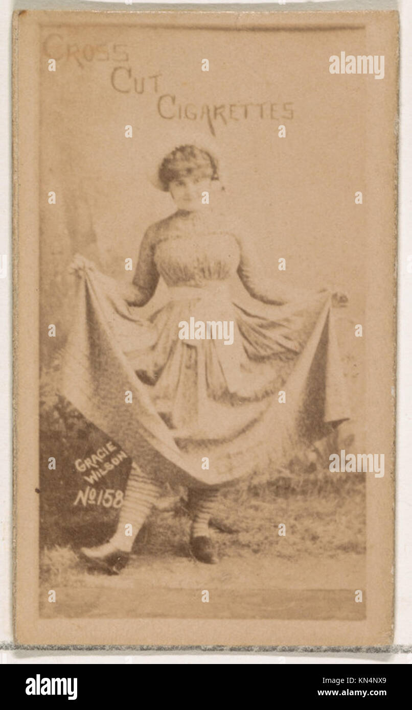 Card Number 158, Gracie Wilson, from the Actors and Actresses series (N145-1) issued by Duke Sons & Co. to promote Cross Cut Cigarettes MET DP866104 644200 Publisher: Issued by W. Duke, Sons & Co., New York and Durham, N.C., Card Number 158, Gracie Wilson, from the Actors and Actresses series (N145-1) issued by Duke Sons & Co. to promote Cross Cut Cigarettes, 1880s, Albumen photograph, Sheet: 2 1/2 ? 1 3/8 in. (6.4 ? 3.5 cm). The Metropolitan Museum of Art, New York. The Jefferson R. Burdick Collection, Gift of Jefferson R. Burdick (63.350.207.145.1.201) Stock Photo