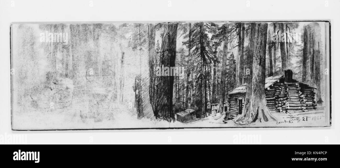 Camp A Log Cabin In Woods From Sketchbook Met 254620 16562