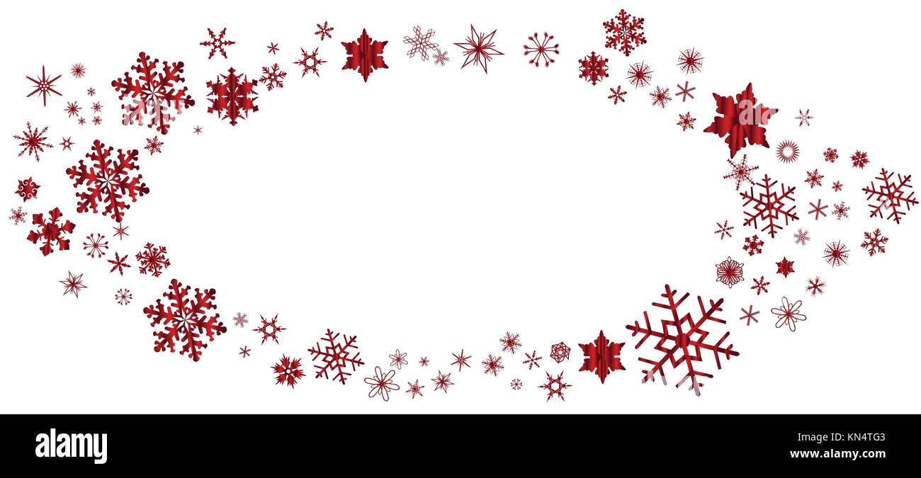 An oval of snowflakes in red over a white background Stock Vector Image ...