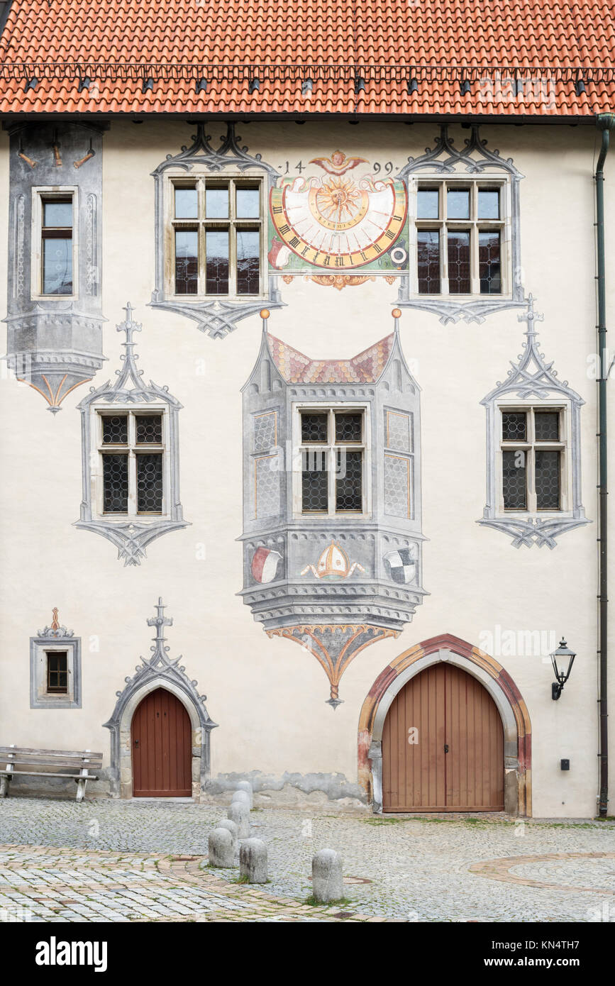 Trompe-l'œil on walls of the castle courtyard at Füssen, Bavaria, Germany, Europe Stock Photo