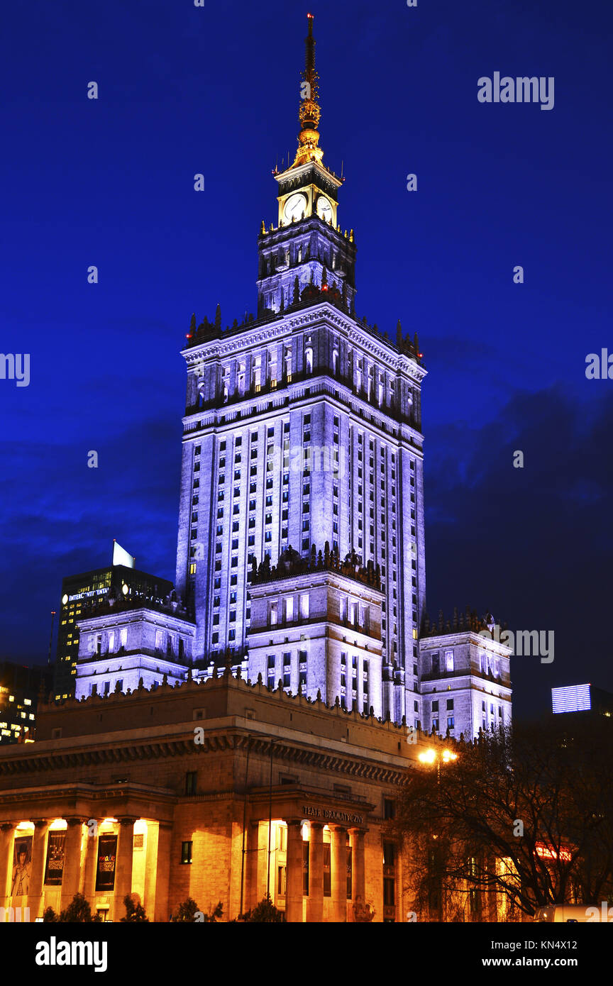 Warsaw city center with Palace of Culture and Science, the tallest