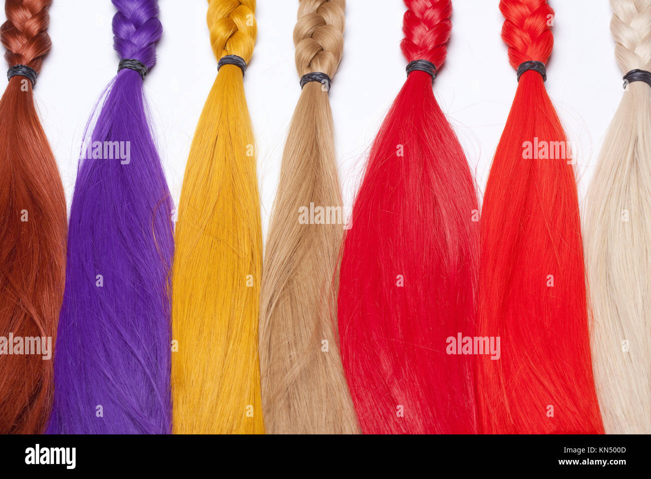 Artificial Hair Used for Production of Wigs and Extensions Stock Photo