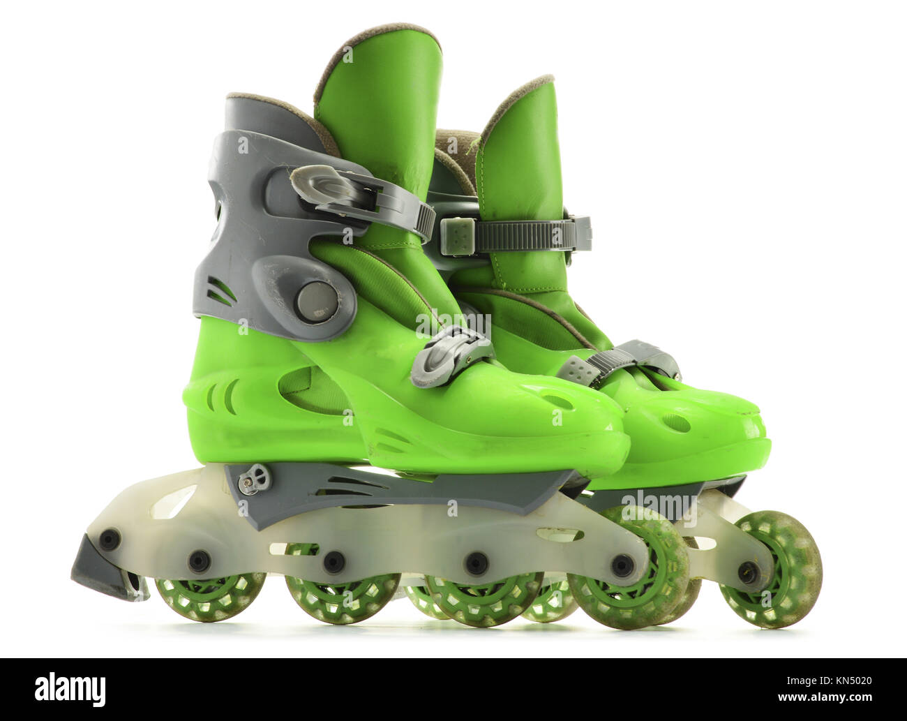 A pair of inline skates isolated on white background Stock Photo Alamy