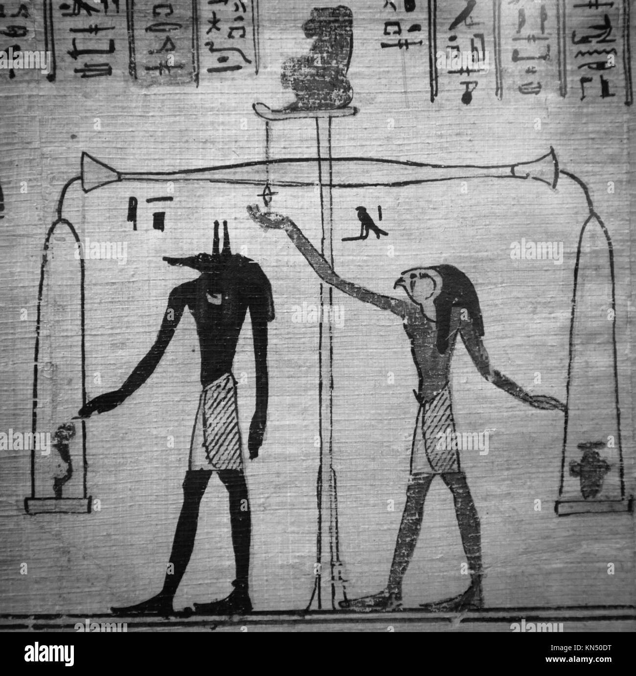 Detail of ancient Book of the Dead (1070 BC), Thebes - Egypt. Stock Photo
