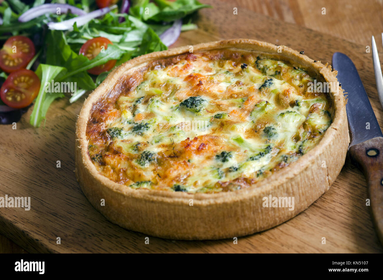 Lochmuir smoked salmon and broccoli quiche Stock Photo Alamy