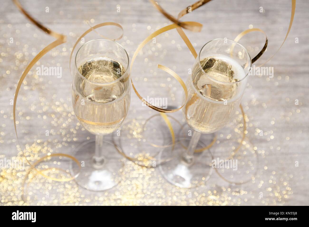 sparkling wine and decoration. Stock Photo