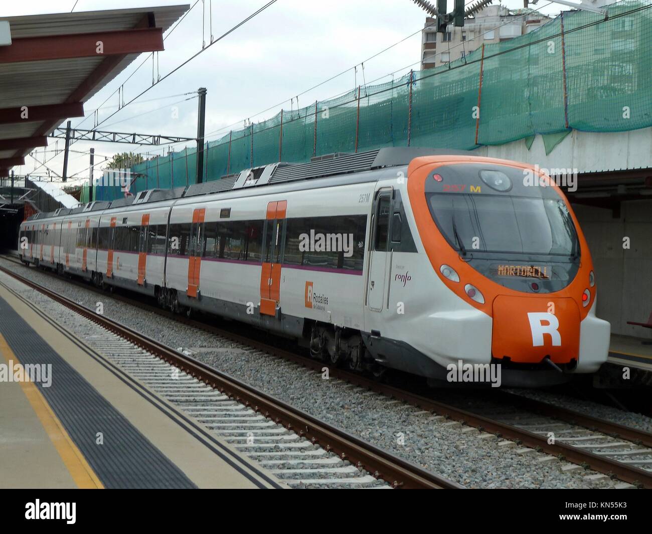 subway rail, Montmelo, Barcelona, Spain. Stock Photo