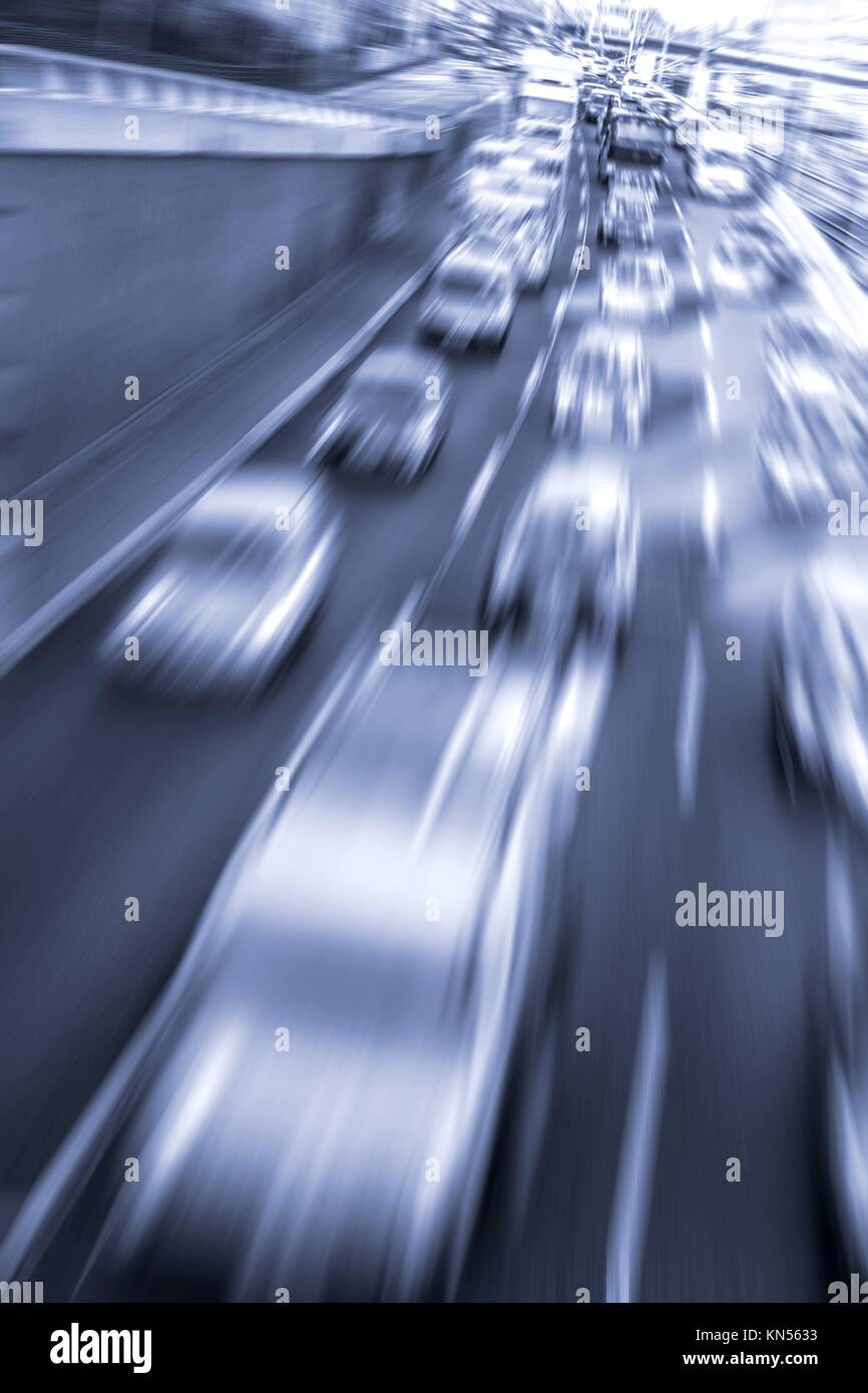 traffic on highway, fast cars. Stock Photo