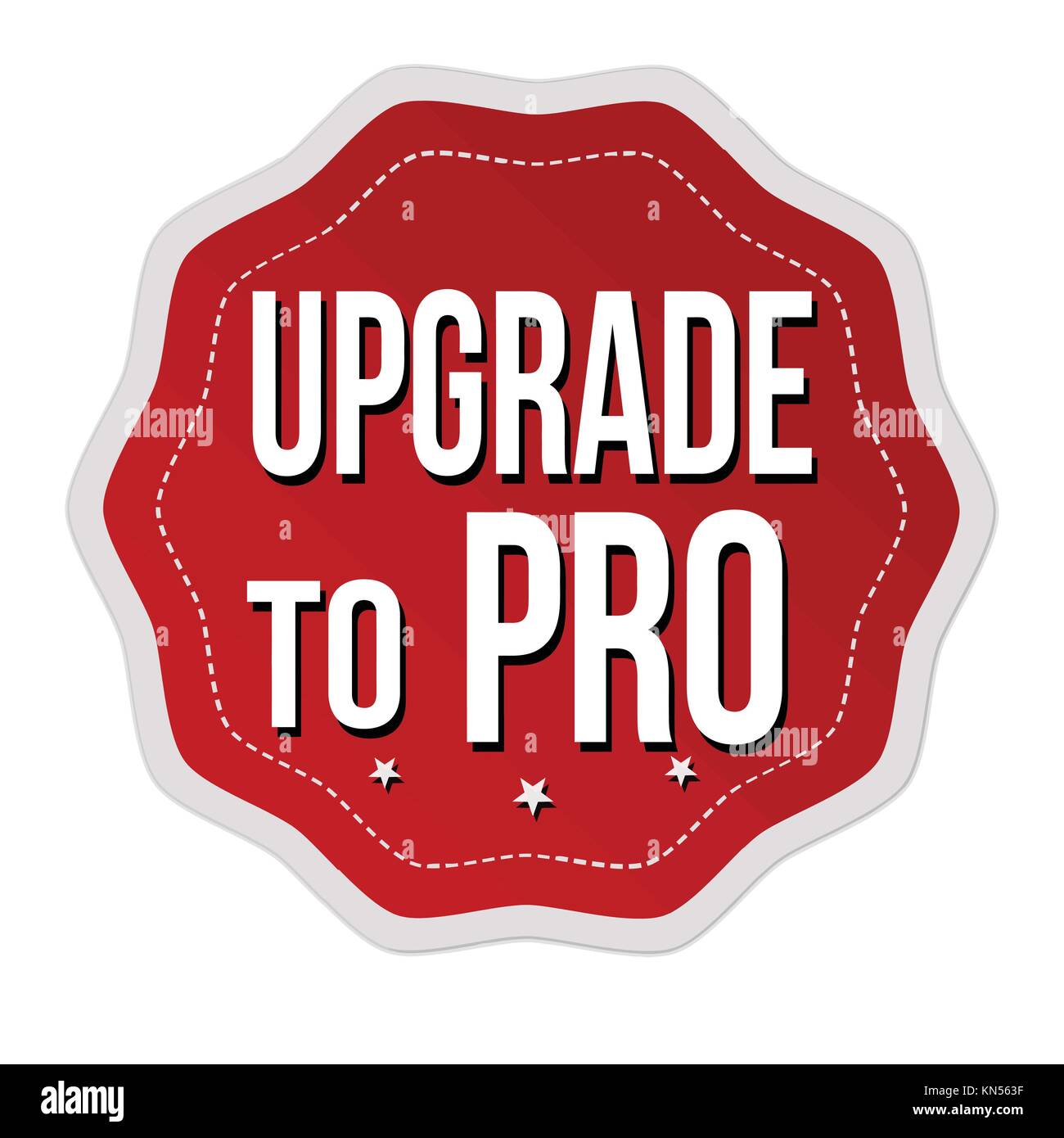 Upgrade to pro label or sticker on white background, vector illustration Stock Vector