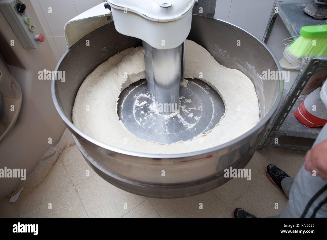 Food processor to kneading dough for bread. Manufacturing process of