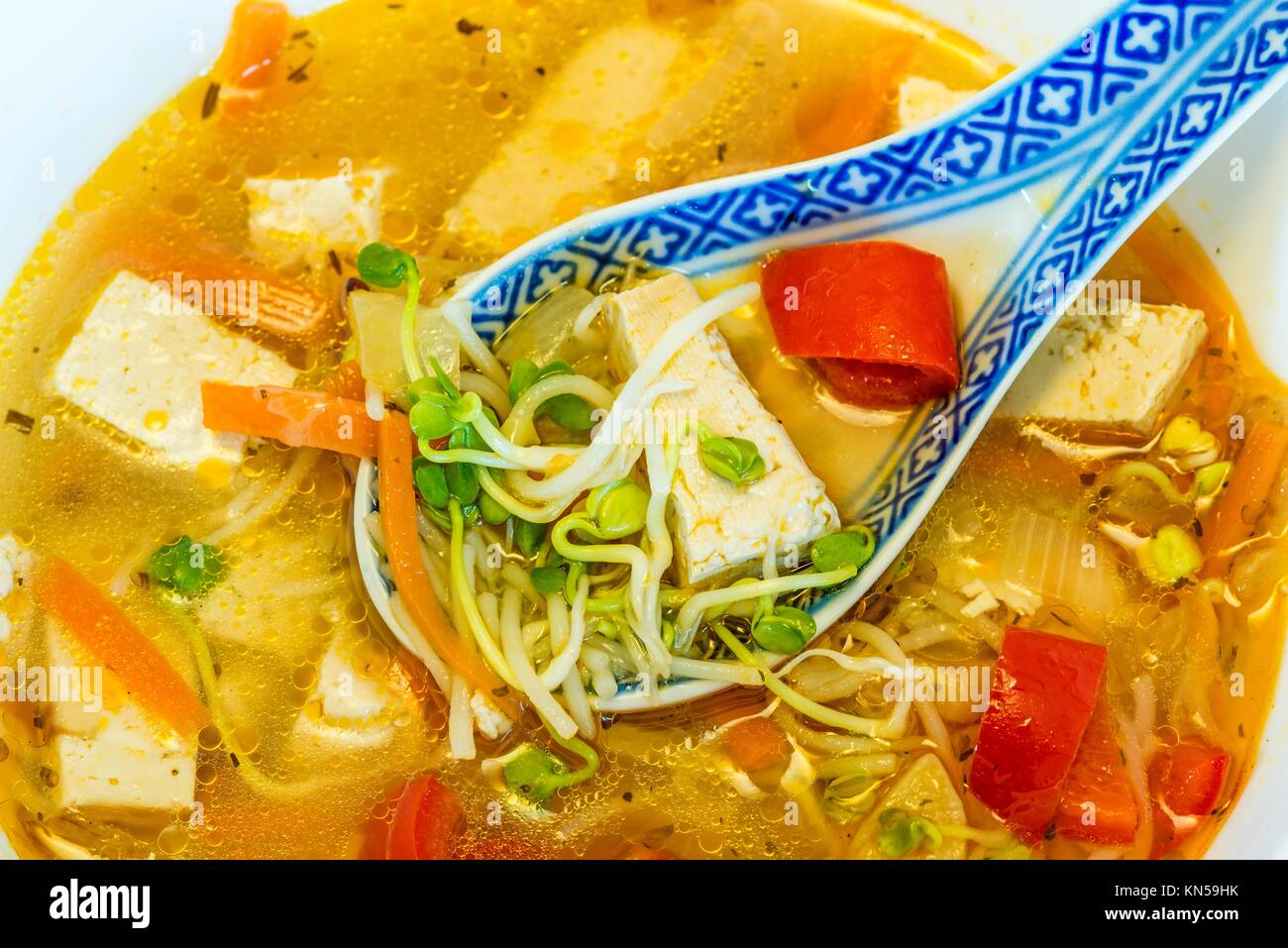 Chinese soup with tofu Stock Photo - Alamy