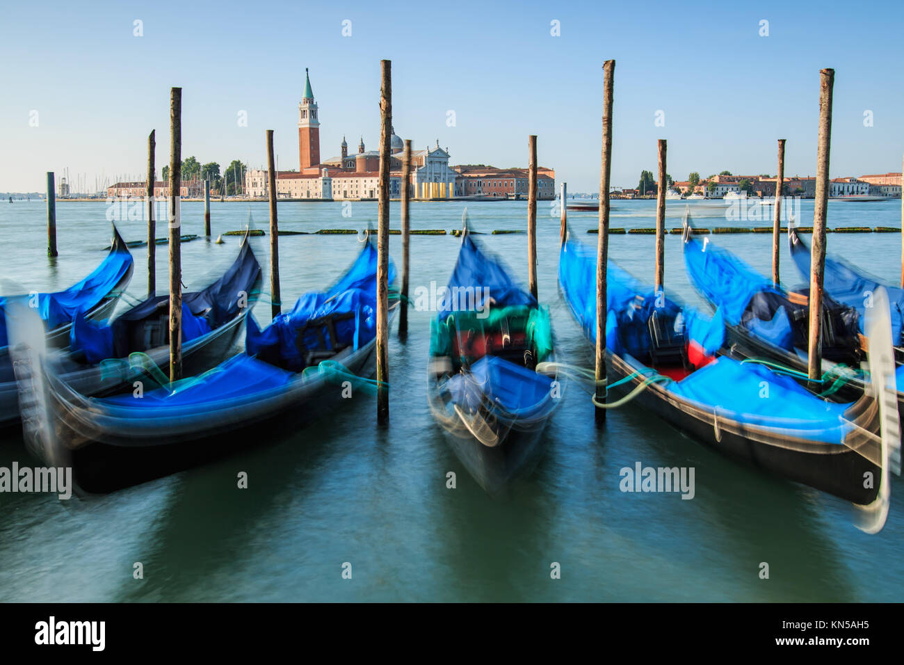 Gondolas on the lagoon Venice, Piazza San Marco Stock Photo - Alamy