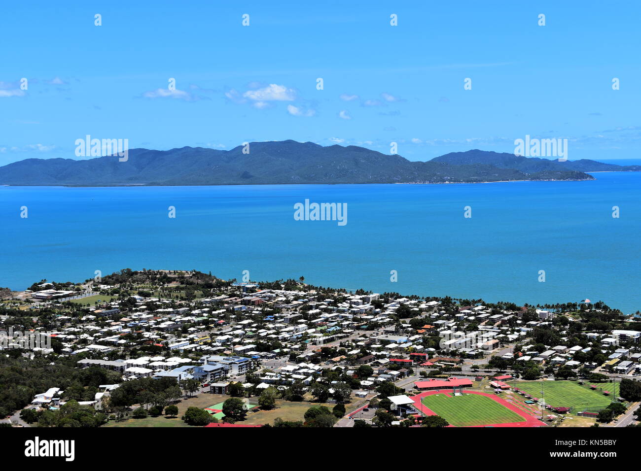 Magnetic Island photographed from Castle hill Townsville. Stock Photo
