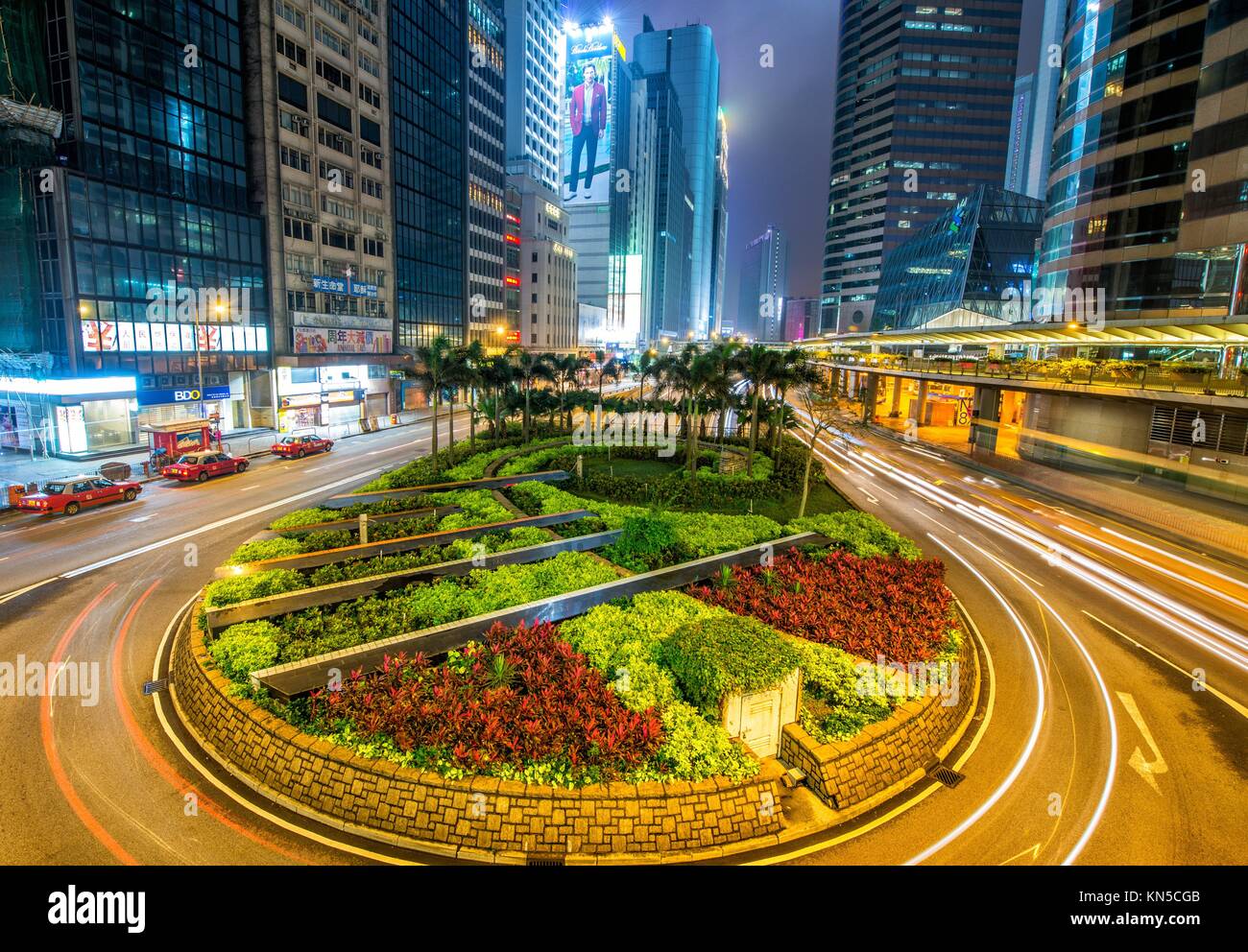 HONG KONG: Hong Kong skyline with tall skyscrapers. The city is a major tourist attraction with more than 30 million visitors every year. Stock Photo