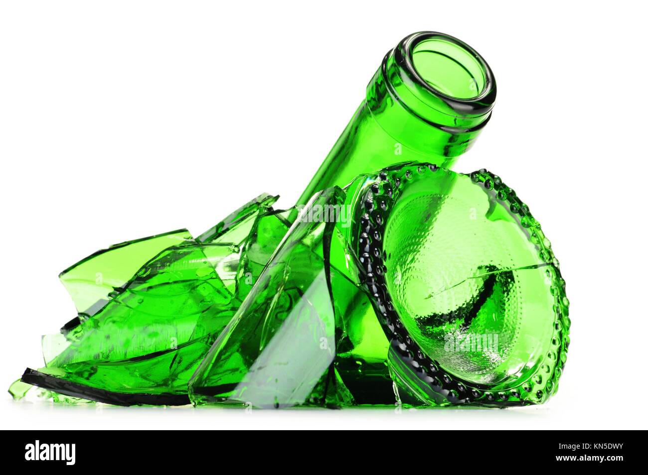 Pieces of broken glass over white background. Recycling Stock Photo Alamy