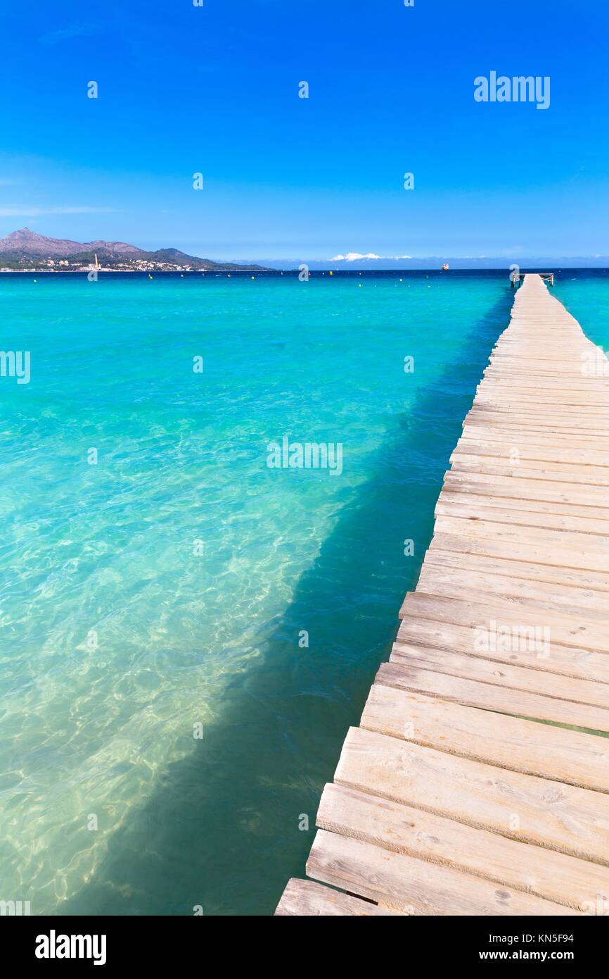 Majorca Platja De Muro Beach Pier In Alcudia Bay In Mallorca