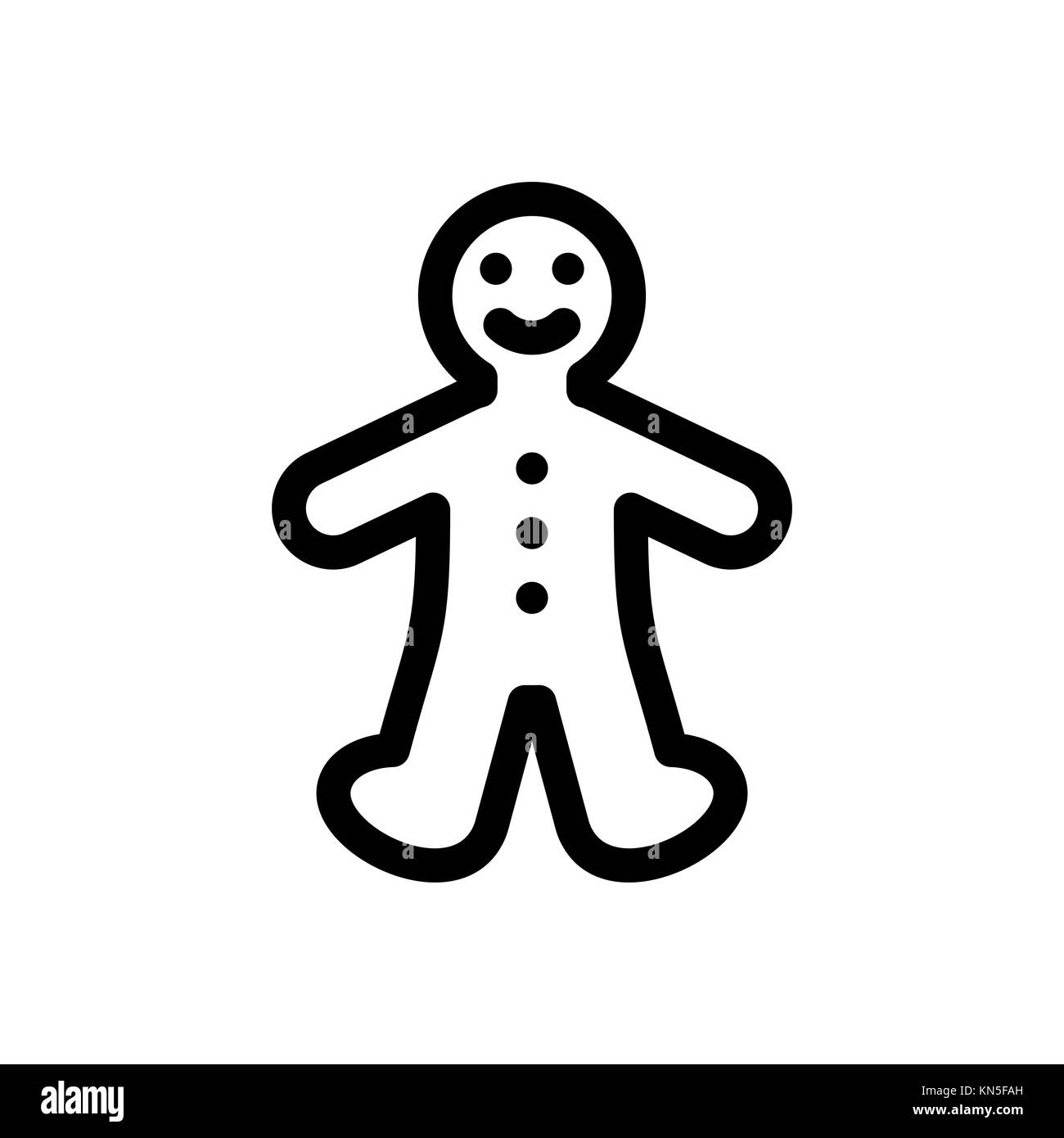 Gingerbread cookie man simple flat icon vector. Stock Vector