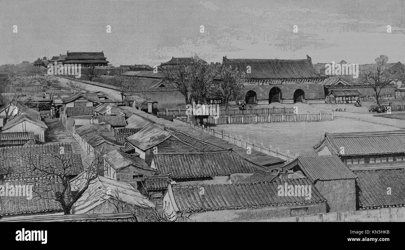 Beijing Imperial Palace in 1900, Picture from the French weekly newspaper l'Illustration, 7th July 1900 Stock Photo
