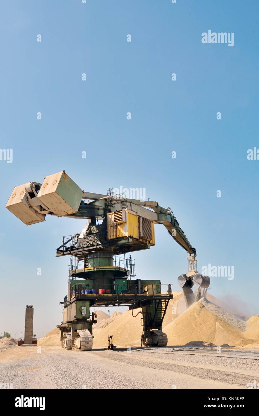giant bucket wheel excavator inside of construction site Stock Photo