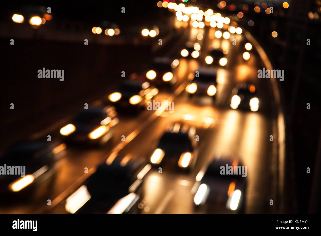 traffic on highway (bokeh effect). Stock Photo
