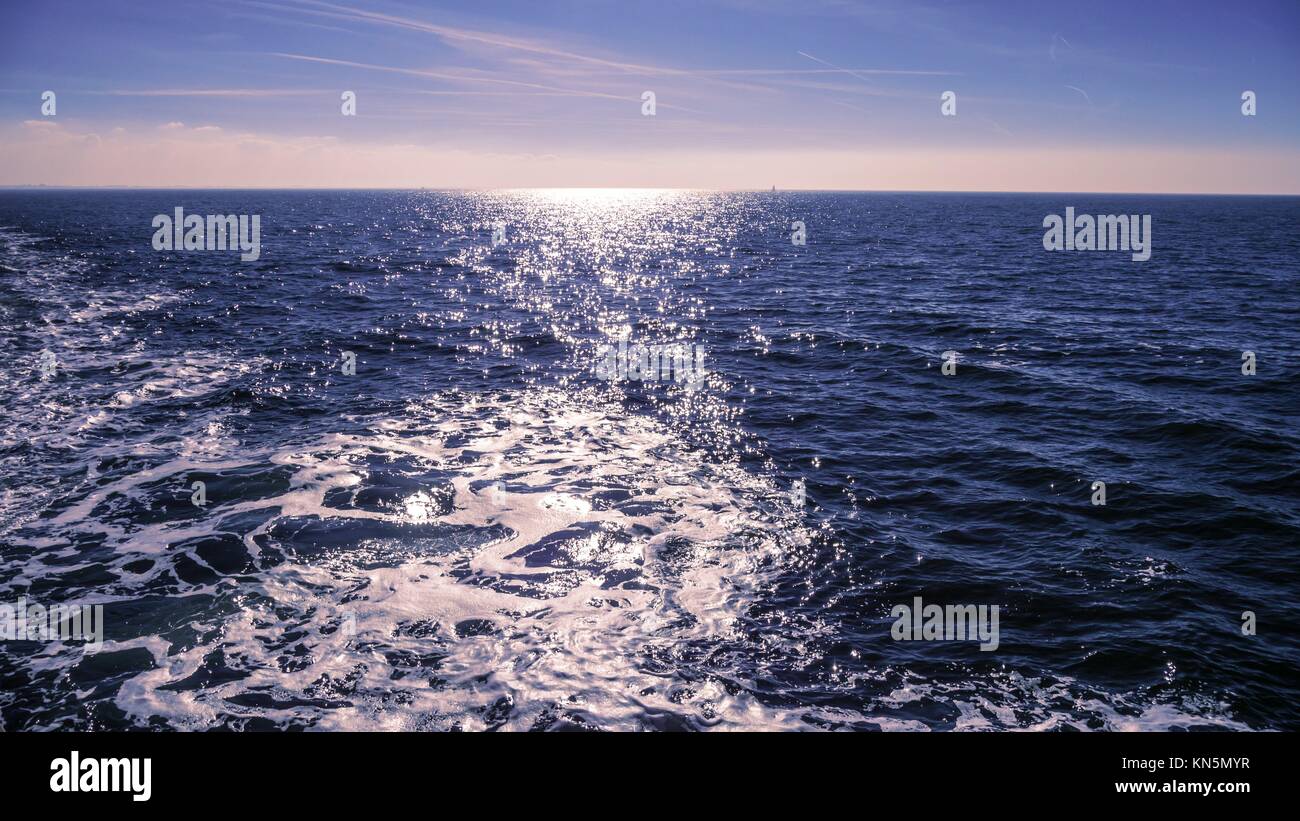open sea und sunlight reflection (north sea). Stock Photo