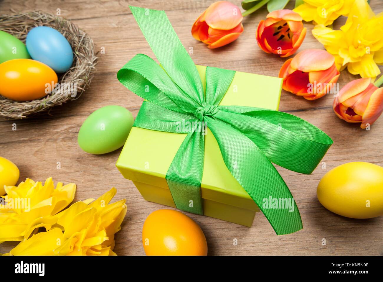 easter present and easter dekoration. Stock Photo