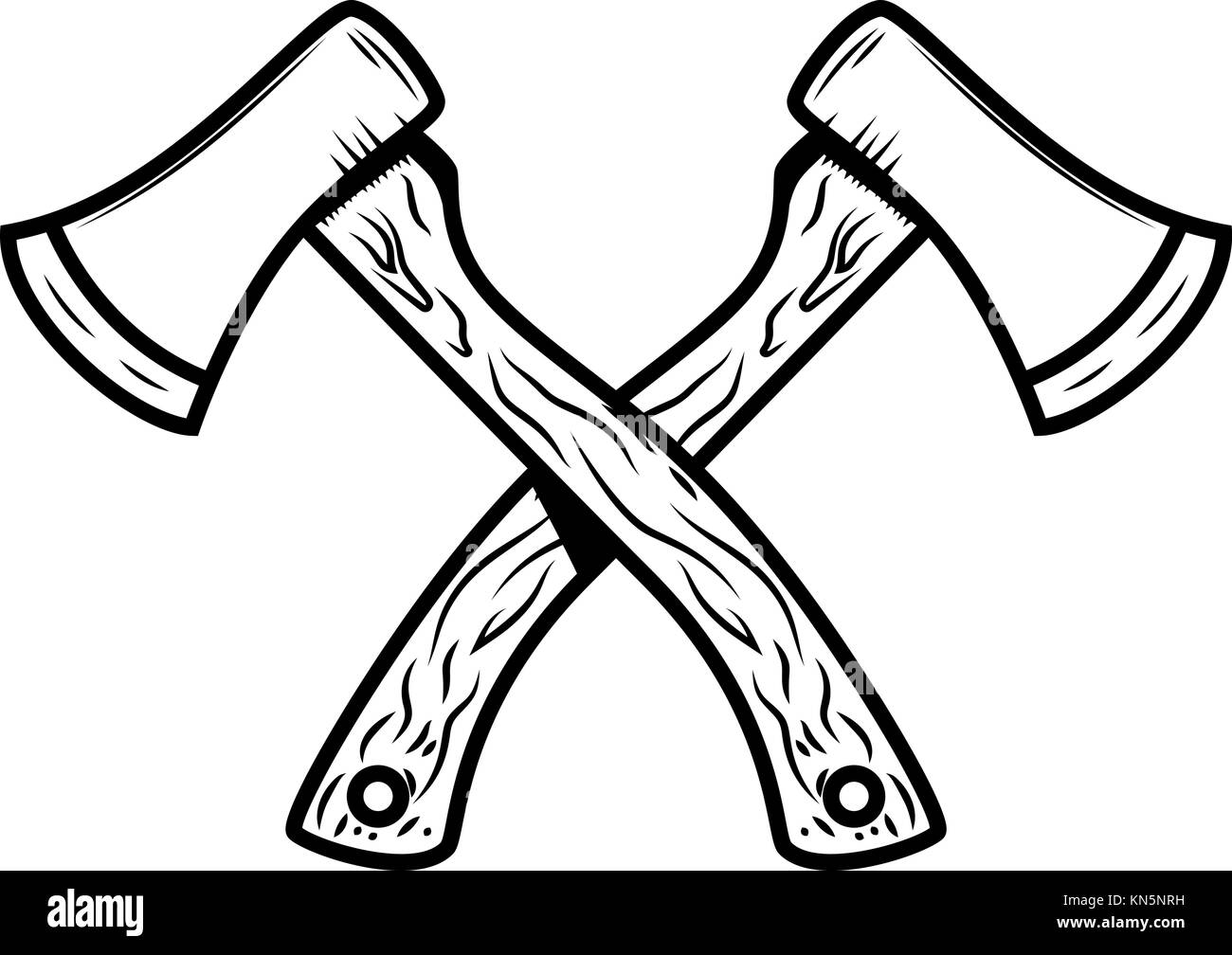 Crossed lumberjack axes isolated on white background. Design element