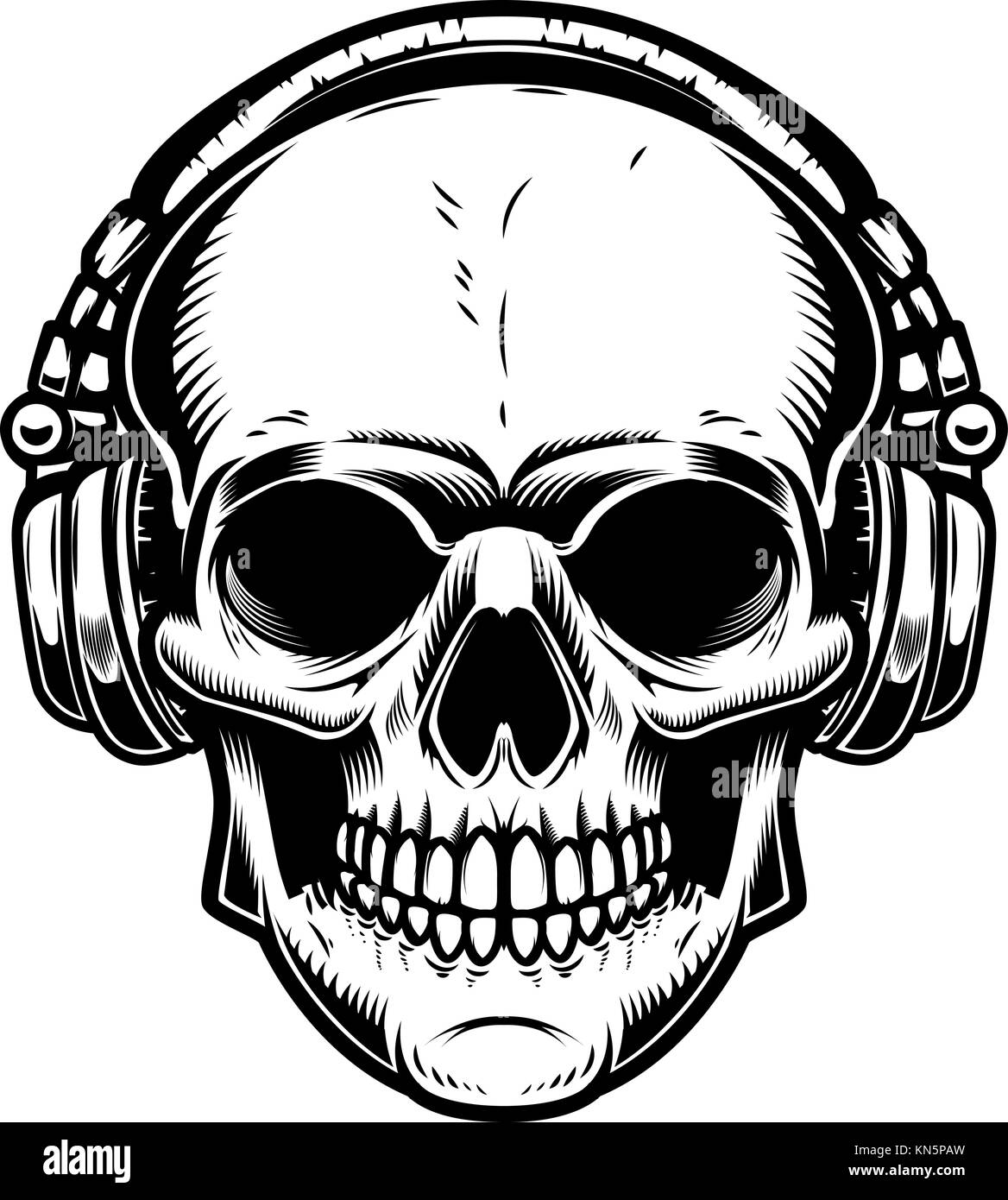 Hand Drawn Human Skull with Headphones. Vector illustration in tattoo style  Stock Vector Image & Art - Alamy