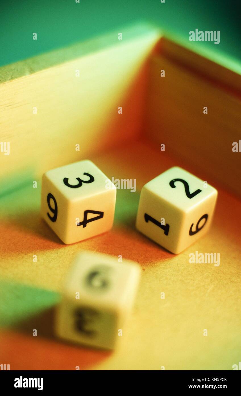 Dice in box Stock Photo Alamy
