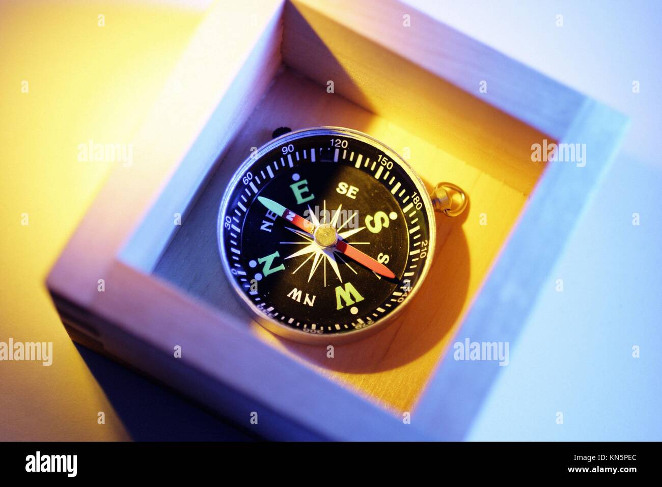 Compass in box Stock Photo Alamy