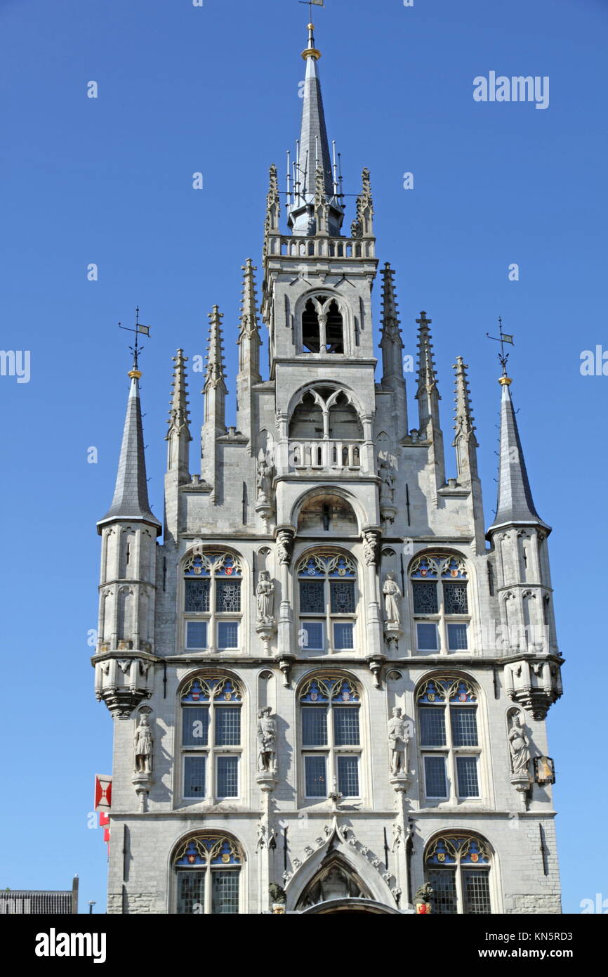 The ancient Town hall of Gouda in Holland the Netherlands Stock Photo ...