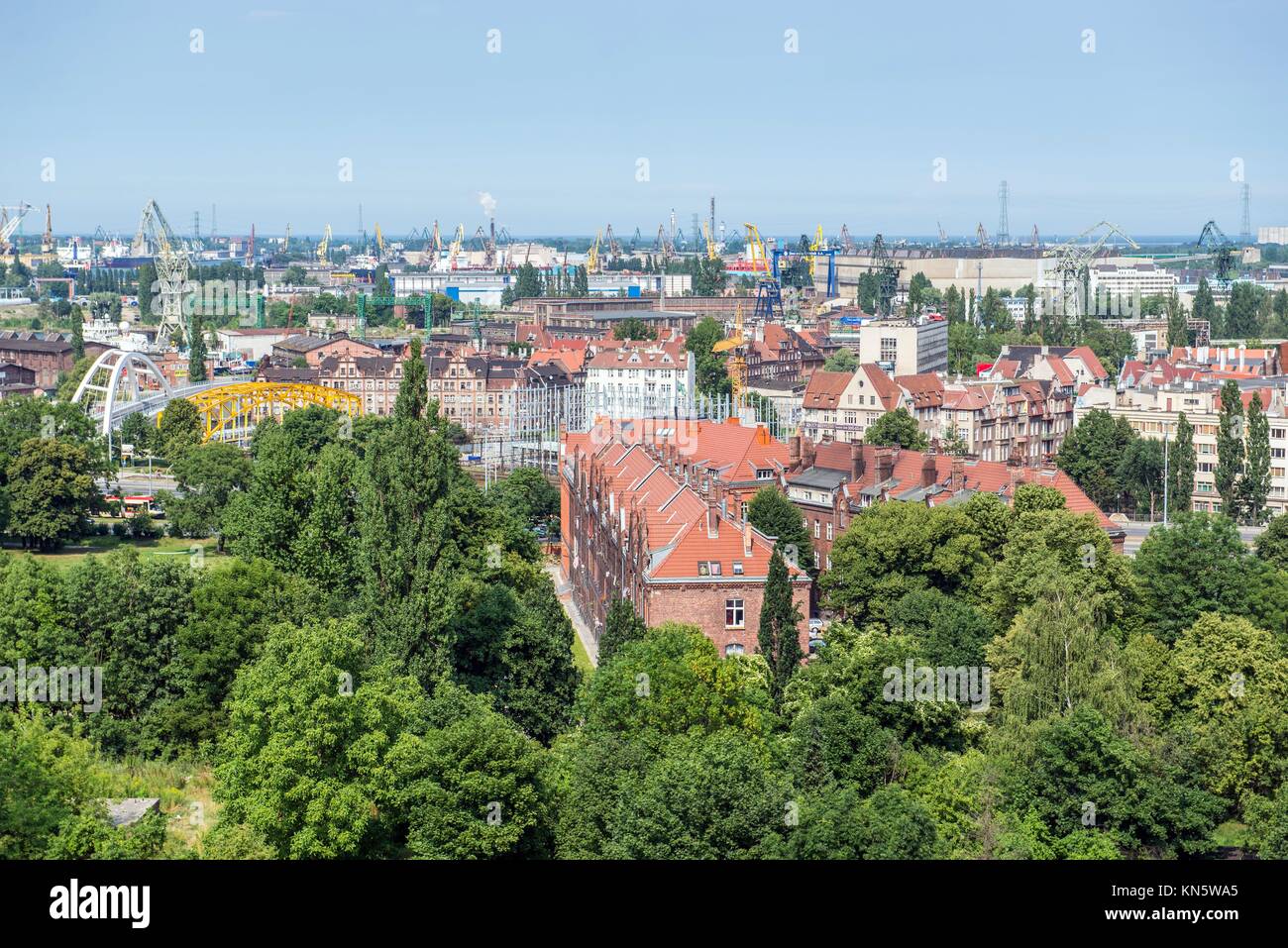 Aerial view from Hail Hill in Gdansk, Poland. Stock Photo