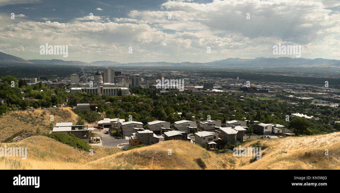 A storm just passed over Salt Lake City Utah and the downtown section Stock Photo