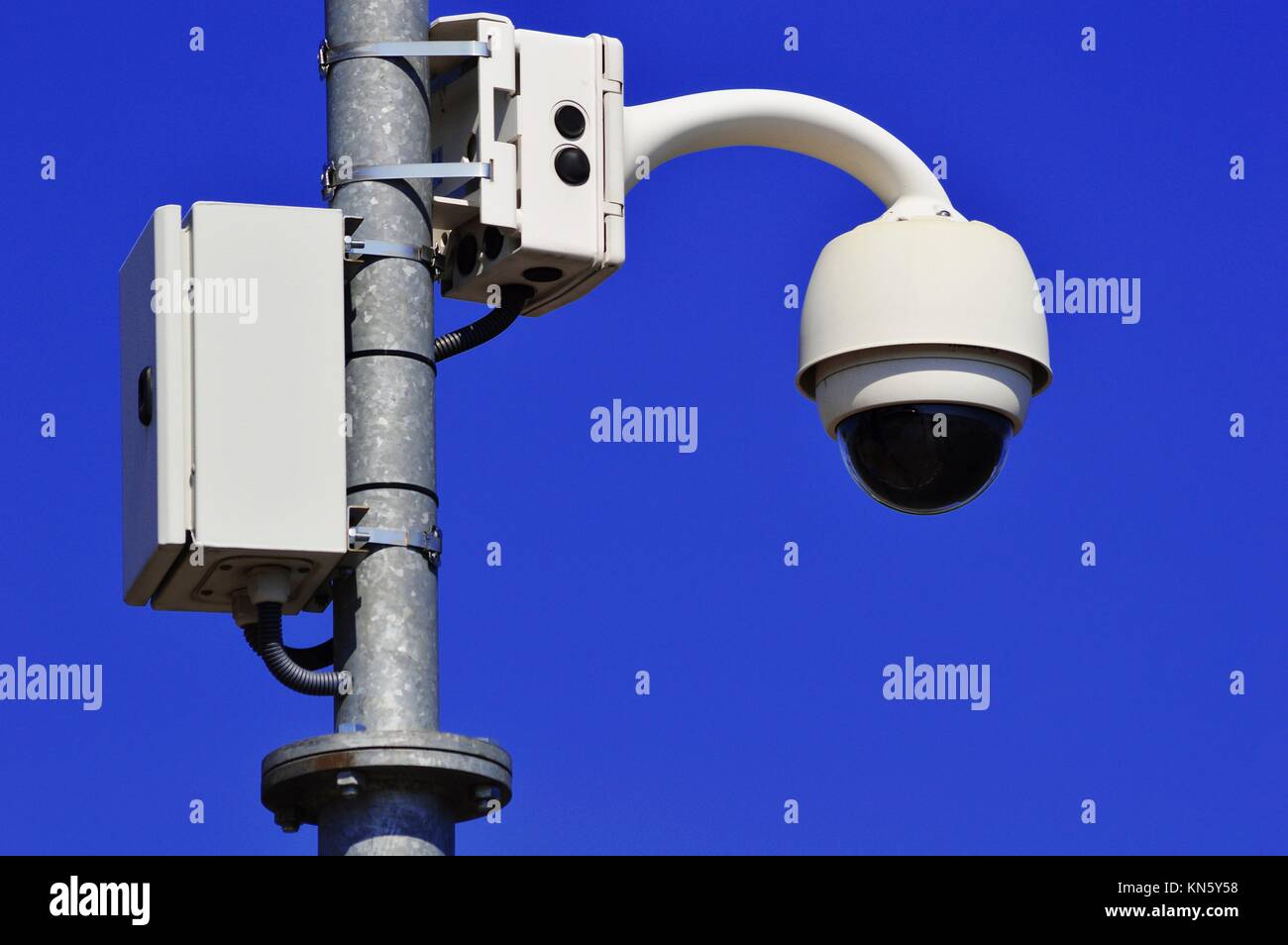 Hitech dome type camera over blue sky Stock Photo Alamy