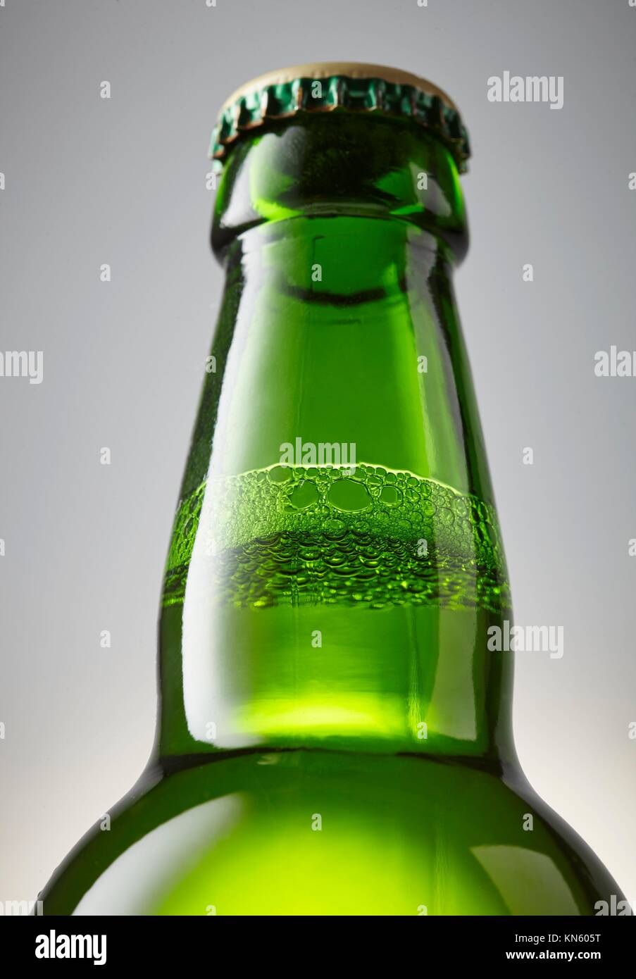 Green bottle of beer closeup Stock Photo Alamy