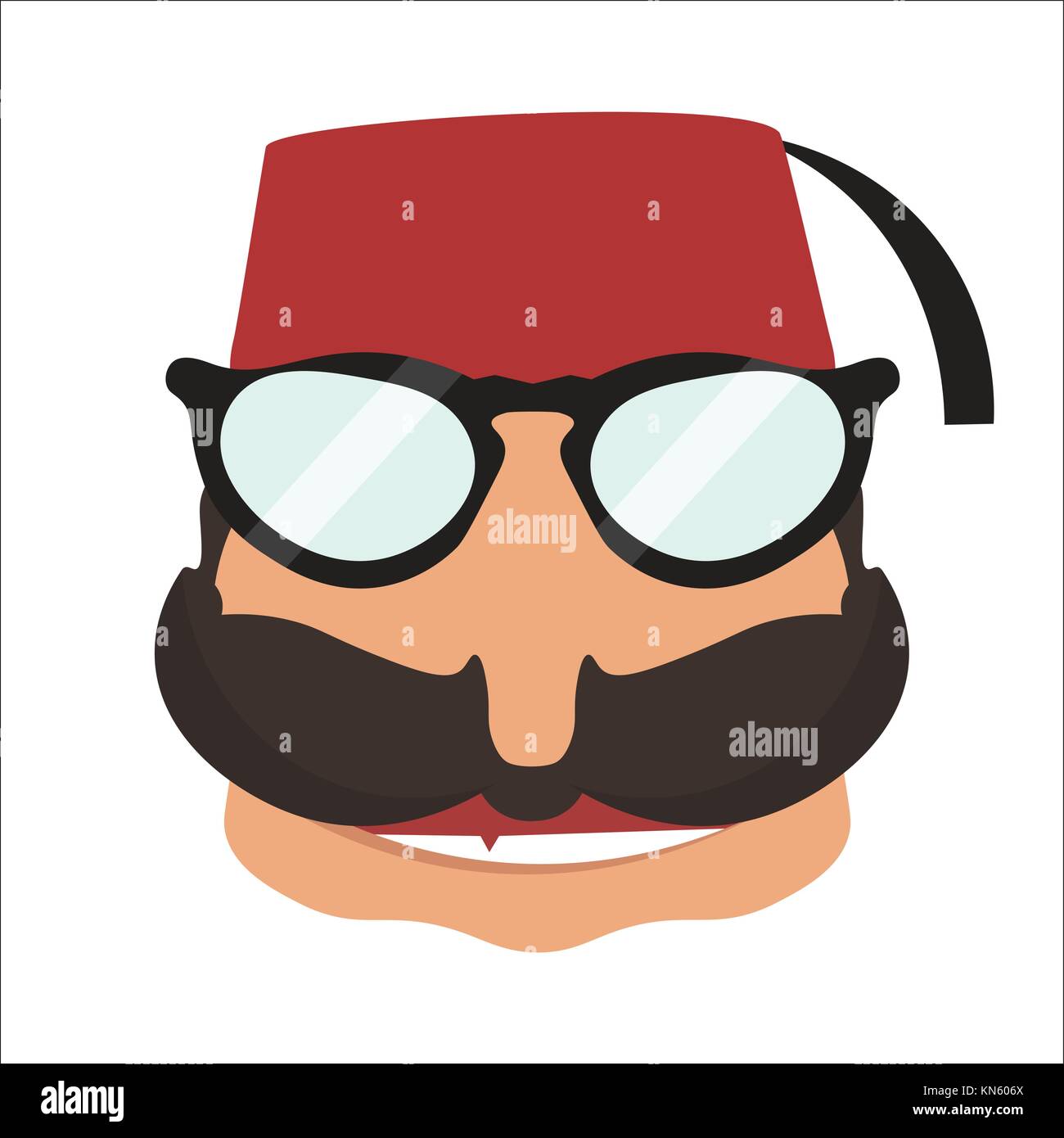 Turkish man in sunglasses icon in flat style isolated on white background. Stock Vector