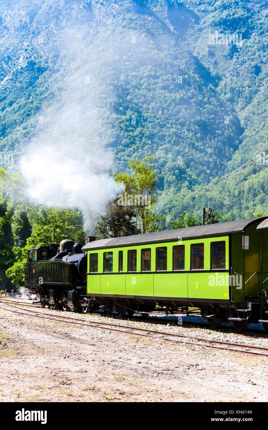 steam train, Villars-sur-Var, Provence, France. Stock Photo