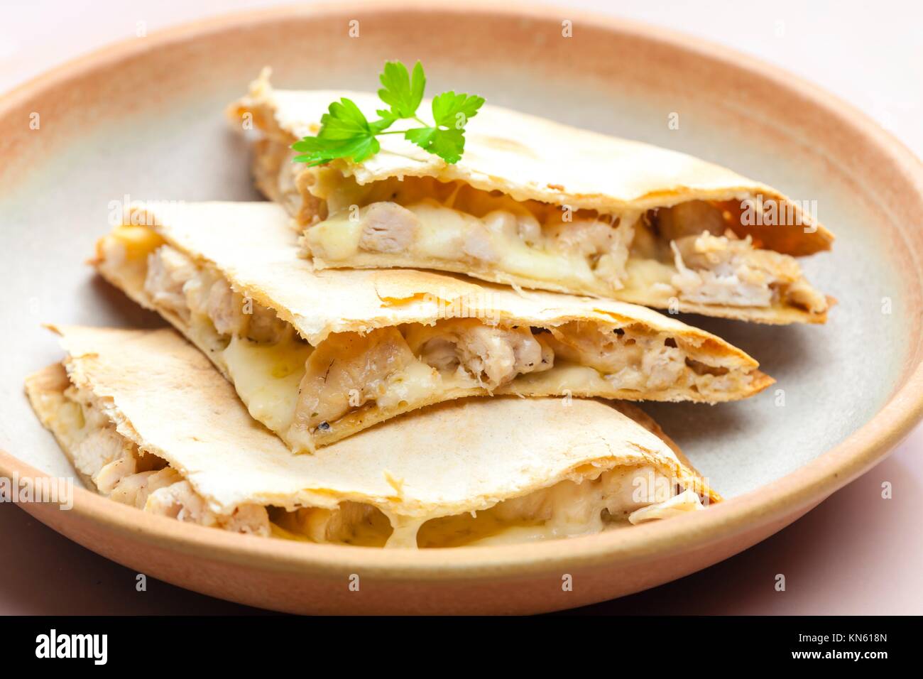 Mexican chicken quesadilla Stock Photo Alamy